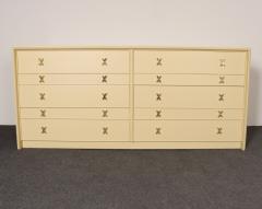  Johnson Furniture Vintage Ten Drawer Dresser Debonaire Cabinet with Brass X Pulls by Paul Frankl - 4696229