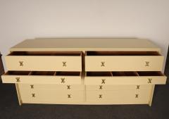  Johnson Furniture Vintage Ten Drawer Dresser Debonaire Cabinet with Brass X Pulls by Paul Frankl - 4696233