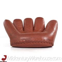  Jonathan De Pas Donato D Urbino Paolo Lomazzi De Pas Durbino Lomazzi for Poltronova Leather Joe Baseball Glove Chair 1970s - 3684162