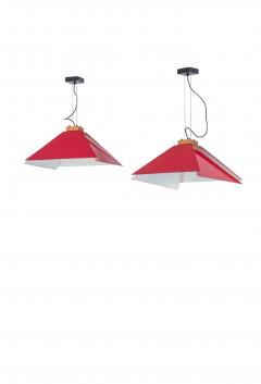  Jonathan De Pas Donato D Urbino Paolo Lomazzi Pair Of Ceiling Pendants Kazuko  - 4648076