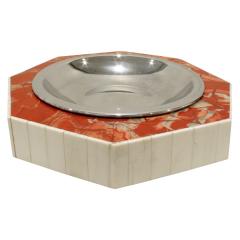  Jonson Marcius Jonson Marcius Decorative Bowl in Red Marble with Bone Accents 1970s - 448375