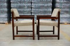  Jorge Jabour Midcentury Modern Armchairs in Hardwood Beige Fabric by Jorge Jabour Brazil - 3357334