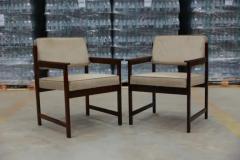  Jorge Jabour Midcentury Modern Armchairs in Hardwood Beige Fabric by Jorge Jabour Brazil - 3357343