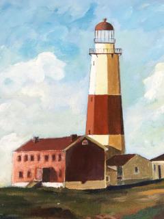  Jose Maria Ansalone Jose Maria Ansalone Montauk Point Lighthouse Painting on Canvas 2007 - 3556354