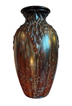  Joseph Mougin Nancy Large Art Deco Stoneware Vase by Mougin Nancy Bronze Flamb Crystalline Glaze - 4798973