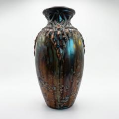  Joseph Mougin Nancy Large Art Deco Stoneware Vase by Mougin Nancy Bronze Flamb Crystalline Glaze - 4798975
