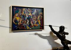  Jozef Popczyk Jozef Popczyk Cubist Art Deco Painting Female Forms of Geometric Shapes - 3810914