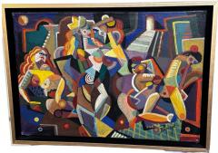  Jozef Popczyk Jozef Popczyk Cubist Art Deco Painting Female Forms of Geometric Shapes - 3810959