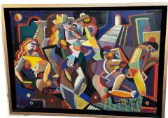  Jozef Popczyk Jozef Popczyk Cubist Art Deco Painting Female Forms of Geometric Shapes - 3810977