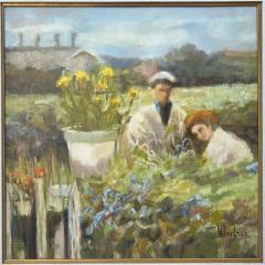  June Woolsey Original Impressionist Garden Scene Oil Painting by June Woolsey - 3207999