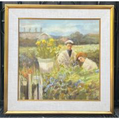  June Woolsey Original Impressionist Garden Scene Oil Painting by June Woolsey - 3208027