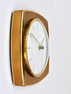  Junghans Uhren GmbH Elegant Mid Century Junghans Ato Mat Gold Brass Wall Clock Germany 1950s - 4057613