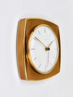  Junghans Uhren GmbH Elegant Mid Century Junghans Ato Mat Gold Brass Wall Clock Germany 1950s - 4057614