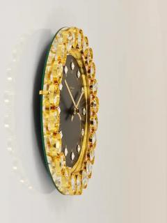  Junghans Uhren GmbH Golden Junghans Hollywood Regency Gilt and Crystals Wall Clock Germany 1970s - 4057829