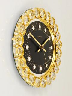  Junghans Uhren GmbH Golden Junghans Hollywood Regency Gilt and Crystals Wall Clock Germany 1970s - 4057832