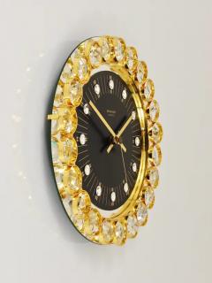  Junghans Uhren GmbH Golden Junghans Hollywood Regency Gilt and Crystals Wall Clock Germany 1970s - 4057834