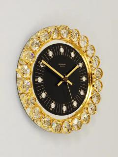  Junghans Uhren GmbH Golden Junghans Hollywood Regency Gilt and Crystals Wall Clock Germany 1970s - 4057845