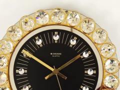  Junghans Uhren GmbH Golden Junghans Hollywood Regency Gilt and Crystals Wall Clock Germany 1970s - 4057896