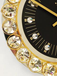  Junghans Uhren GmbH Golden Junghans Hollywood Regency Gilt and Crystals Wall Clock Germany 1970s - 4057904