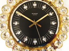  Junghans Uhren GmbH Golden Junghans Hollywood Regency Gilt and Crystals Wall Clock Germany 1970s - 4057965