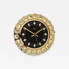  Junghans Uhren GmbH Golden Junghans Hollywood Regency Gilt and Crystals Wall Clock Germany 1970s - 4061076