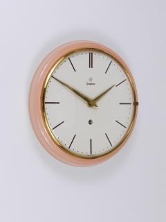  Junghans Uhren GmbH Junghans Large Pink Max Bill Style Midcentury Wall Clock Germany 1950s - 4239230