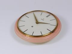  Junghans Uhren GmbH Junghans Large Pink Max Bill Style Midcentury Wall Clock Germany 1950s - 4239231