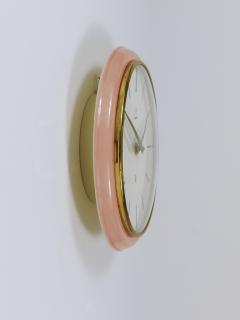 Junghans Uhren GmbH Junghans Large Pink Max Bill Style Midcentury Wall Clock Germany 1950s - 4239234