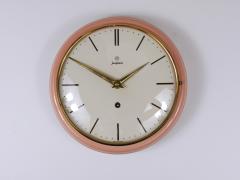  Junghans Uhren GmbH Junghans Large Pink Max Bill Style Midcentury Wall Clock Germany 1950s - 4239236