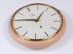  Junghans Uhren GmbH Junghans Large Pink Max Bill Style Midcentury Wall Clock Germany 1950s - 4239237