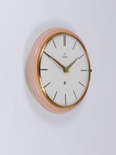  Junghans Uhren GmbH Junghans Large Pink Max Bill Style Midcentury Wall Clock Germany 1950s - 4239239