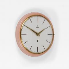  Junghans Uhren GmbH Junghans Large Pink Max Bill Style Midcentury Wall Clock Germany 1950s - 4242197