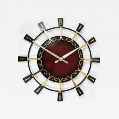  Junghans Uhren GmbH Large Mid Century Junghans Sunburst Brutalist Brass Wall Clock Germany 1950s - 4061079