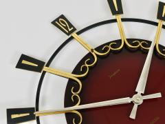  Junghans Uhren GmbH Large Mid Century Junghans Sunburst Brutalist Brass Wall Clock Germany 1950s - 4757909