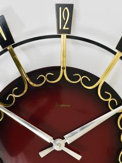  Junghans Uhren GmbH Large Mid Century Junghans Sunburst Brutalist Brass Wall Clock Germany 1950s - 4757911
