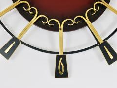  Junghans Uhren GmbH Large Mid Century Junghans Sunburst Brutalist Brass Wall Clock Germany 1950s - 4757912