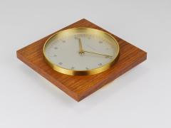  Junghans Uhren GmbH Max Bill Junghans Midcentury Square Wall Clock Wood Brass Germany 1960s - 4824885