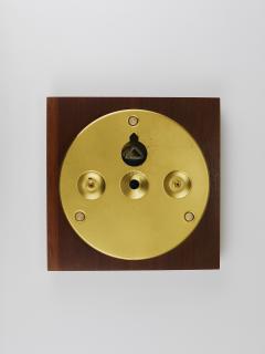  Junghans Uhren GmbH Max Bill Junghans Midcentury Square Wall Clock Wood Brass Germany 1960s - 4824888
