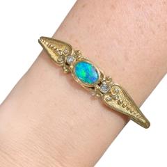  Just Jules Black Opal White Diamond Yellow Gold Art Deco Cuff Bracelet Just Jules - 4701357