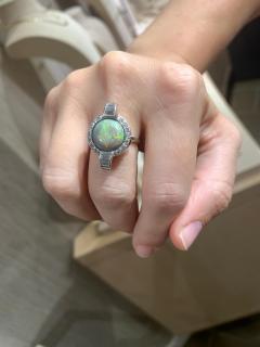  Just Jules Vintage Watch Australian Opal White Diamond Blue Sapphire Gold Ring Just Jules - 4706420