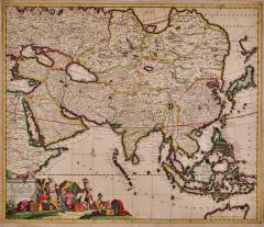  Justus Danckerts Asia Declineatio A 17th Century Hand colored Map of Asia by Justus Danckerts - 3019751