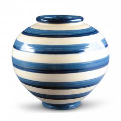 K hler Natty Striped Vase in Blue and Ivory Glazes by Kahler Keramik - 1526816