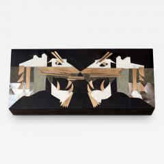  KIFU PARIS Contemporary Kifu Paris Double Panther Box with Brass Shagreen Shell Inlay - 3372524