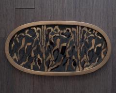  KIFU PARIS Contemporary Kifu Paris Leopard Tray with Inlaid Brass Shagreen and Penshell - 3370031