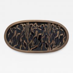  KIFU PARIS Contemporary Kifu Paris Leopard Tray with Inlaid Brass Shagreen and Penshell - 3372514