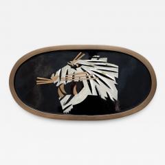  KIFU PARIS Contemporary Kifu Paris Panther Tray with Inlaid Brass Shagreen and Penshell - 3372516