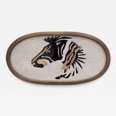  KIFU PARIS Contemporary Kifu Paris Zebra Tray with Inlaid Brass Shagreen and Penshell - 3372515