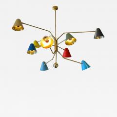  Kada Nine Directional Arms Chandelier with Colored Sconces - 714748
