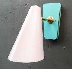  Kada Set of Four Dust Pink and Teal Cone Wall Sconces - 717634