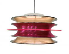  Kai Finnmark Modernistic Slatted Kai Ruokonen Ceiling Pendant in Silver and Red Lynx 1970s - 3932872